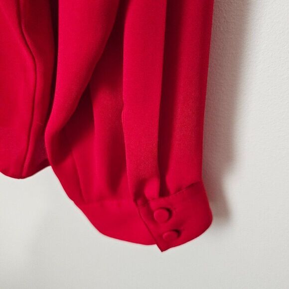 EUC LIKE NEW EXPRESS RED PEPLUM PLEATED LONGSLEEVES TOP SIZE LARGE - Picture 10 of 14